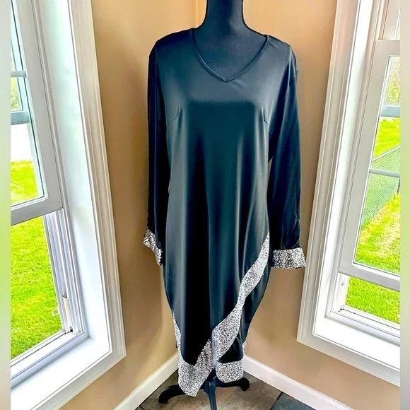 Shein Dresses | Shein | Long Sleeve Sequin Shift Dress | Color: Black/Silver | Size: Xl | Mtonchevici's Closet